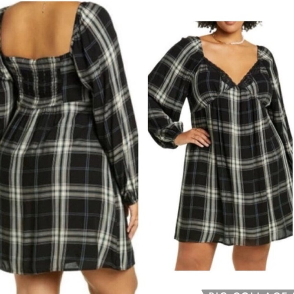 BP. Plaid babydoll dress 1X summer spring